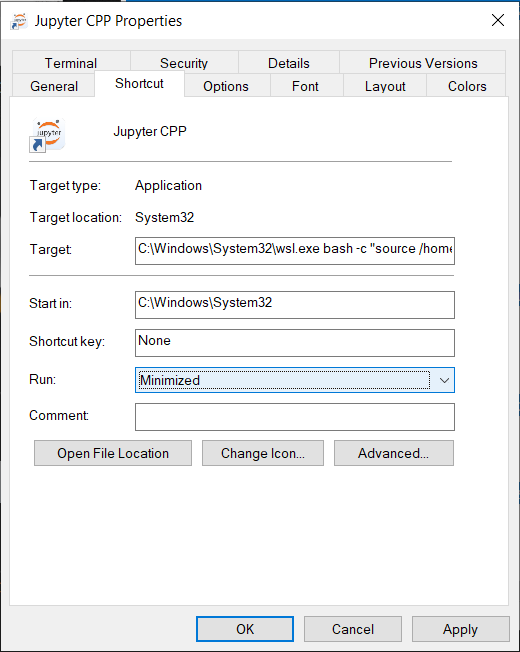 Shortcut make Start Minimized